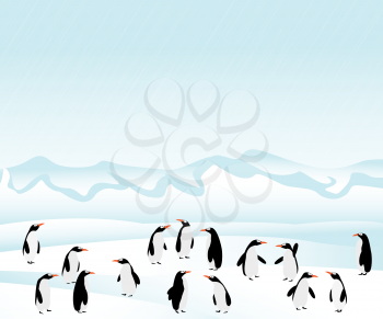 Cute cartoon penguins over white background